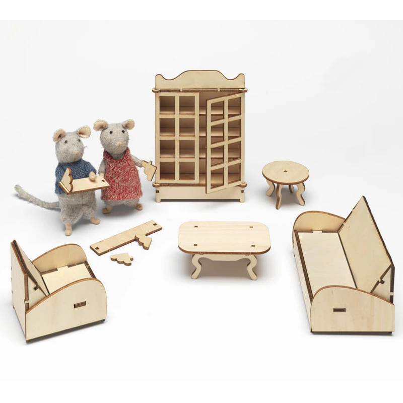 Knutsel Het Muizenhuis - Meubelkit Woonkamer 4 Knutsel Het Muizenhuis - Meubelkit Woonkamer - Afbeelding 2