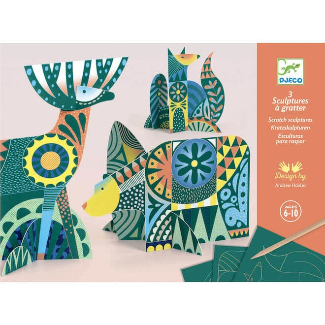 Djeco 3D Kraskaarten Bosdieren 3 Djeco 3D Kraskaarten Bosdieren