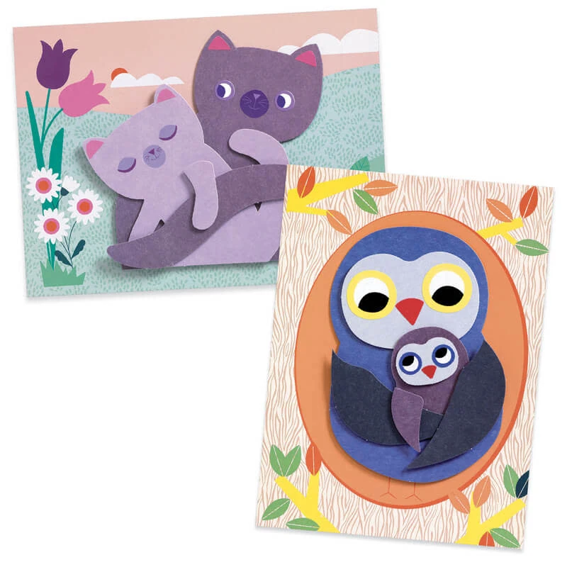 Djeco Collages Met Karton - Mama & Baby 4 Djeco Collages Met Karton - Mama & Baby - Afbeelding 2