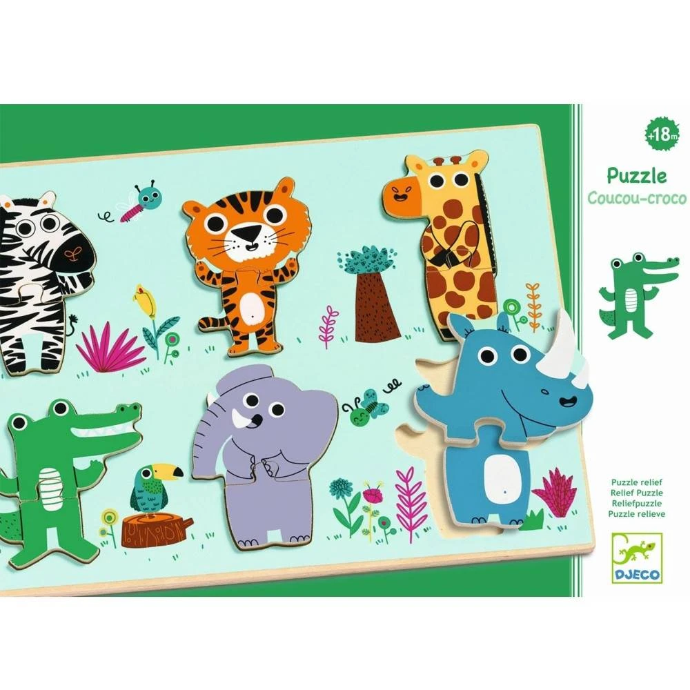 Djeco Houten Puzzel Jungle 'Coucou-croco' 4 Djeco Houten Puzzel Jungle 'Coucou-croco' - Afbeelding 2